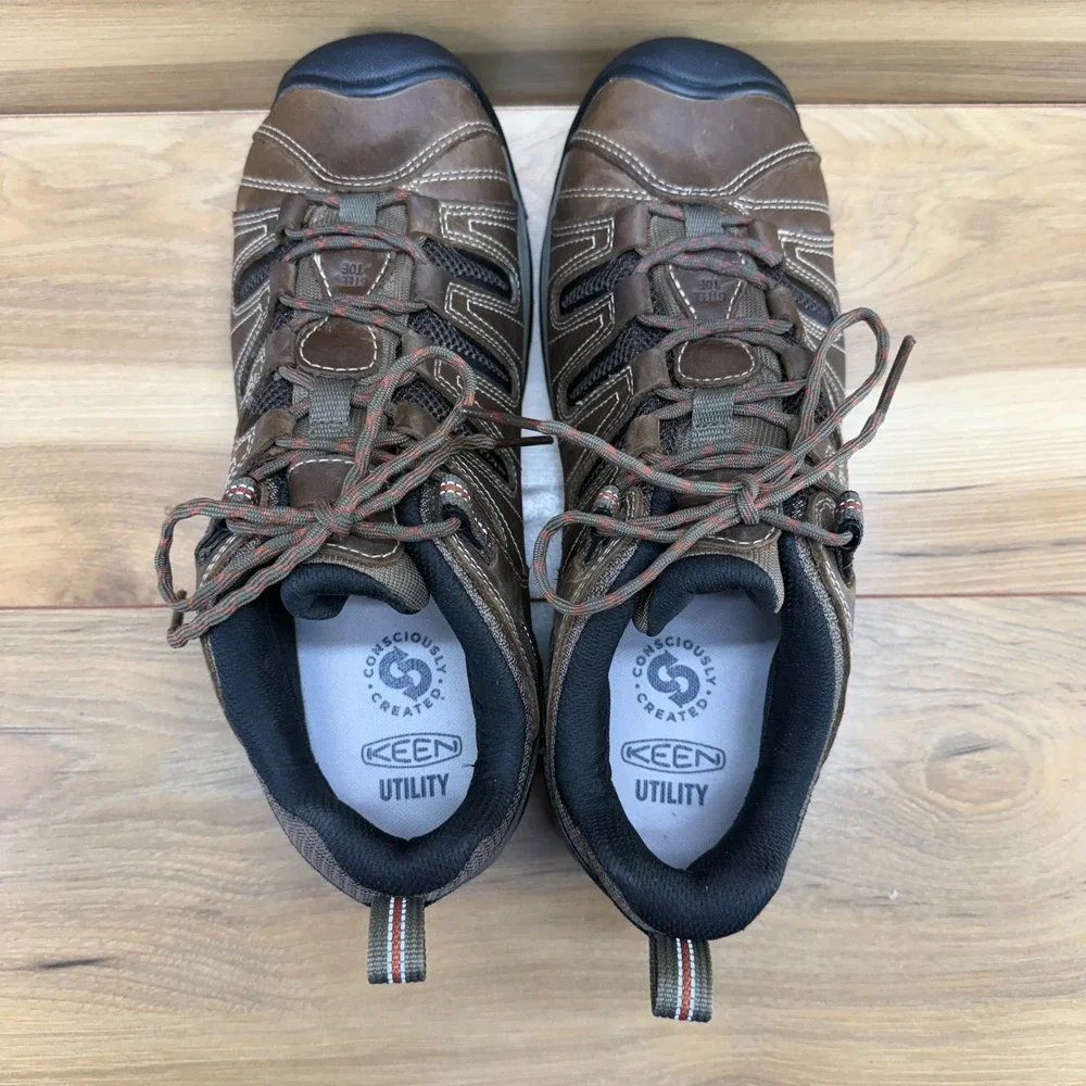 Keen Utility Flint Steel Toe Mens Work Shoes 11 D Brown Leather Oil Slip Resist